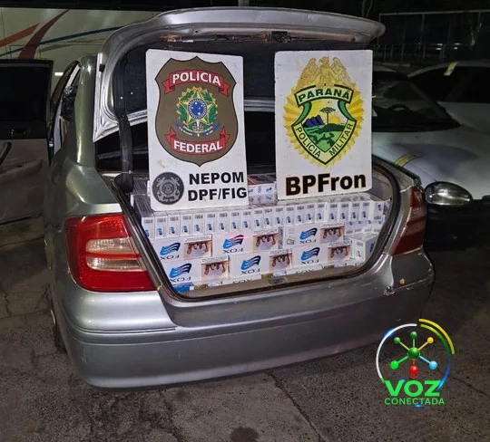 Carro com 6 mil maços de cigarros do Paraguai é apreendido depois de travessia pelo Rio Paraná, em Foz do Iguaçu